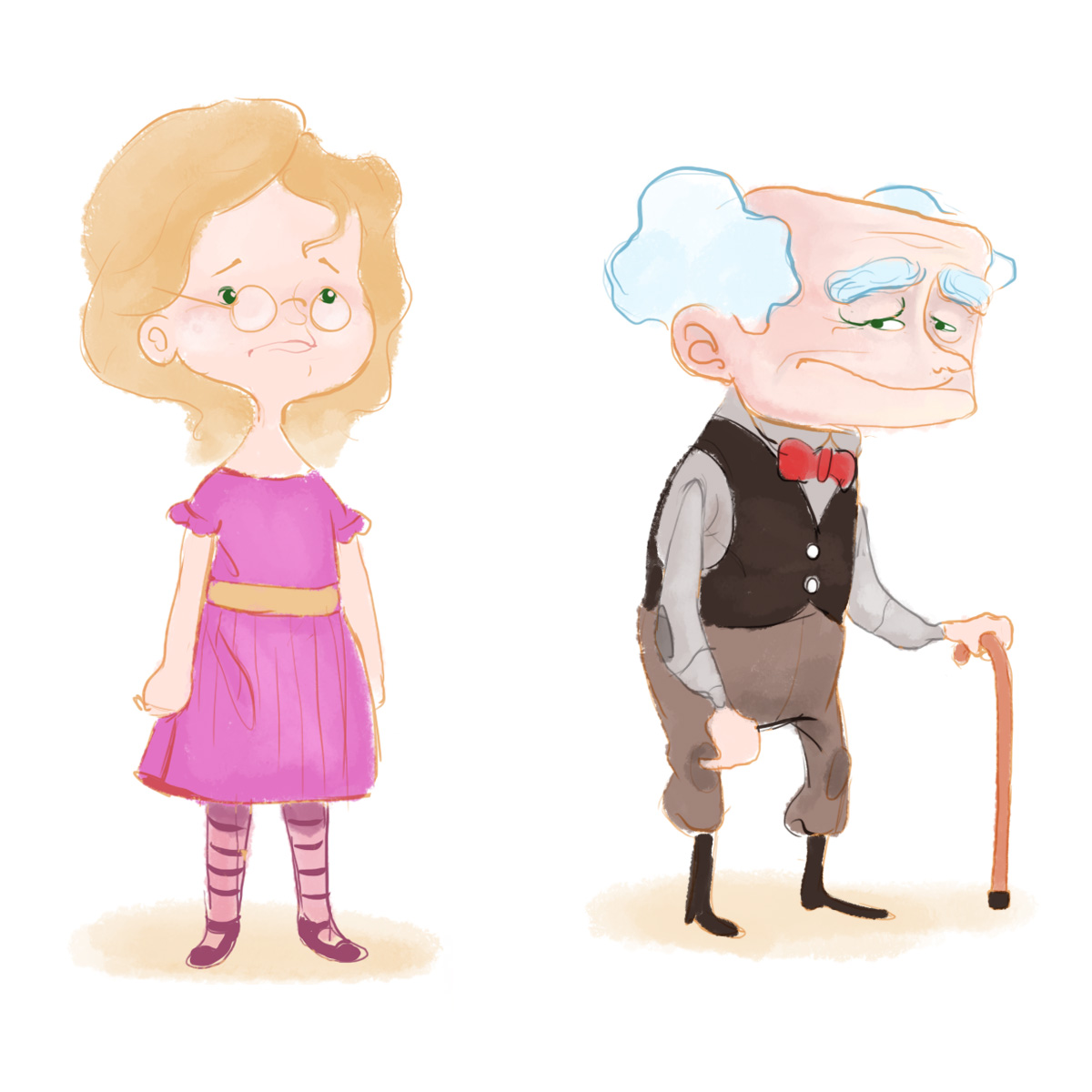 Girl and Grandpa, Digital Character Design